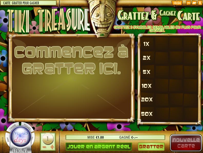 jeux a gratter Tiki Treasure